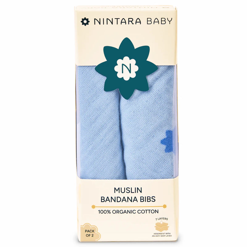 Baby Bandana Bibs - Set of 2 | Blue Pack