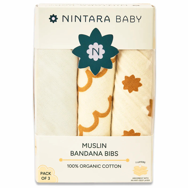 Baby Bandana Bibs Set of 3 | Beige Trio Pack