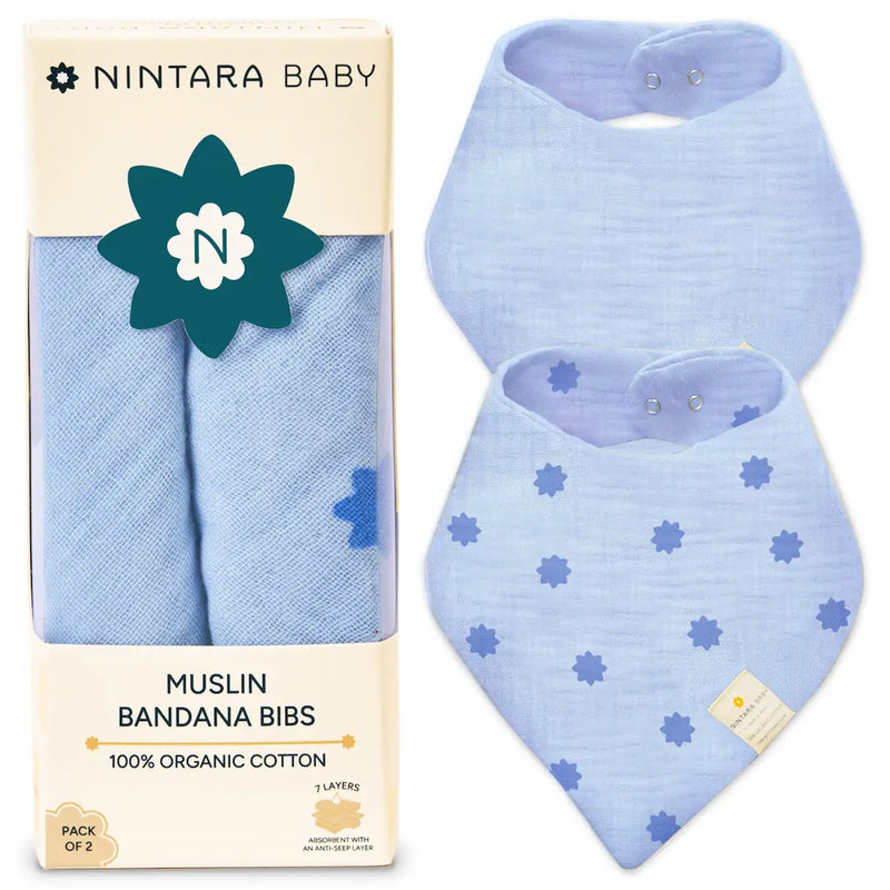Baby Bandana Bibs - Set of 2 | Blue Pack