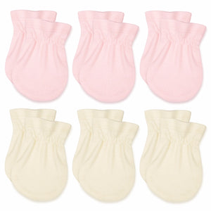 No-Scratch Baby Mittens - Set of 6 | Soft Pink