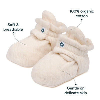 Soft Cotton Baby Booties | Warm White