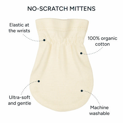 No-Scratch Baby Mittens - Set of 3 | Soft Pink + Warm White