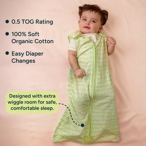Baby Sleep Sack 0.5 TOG - Set of 2 | Citrus Stripes + Soft Sage