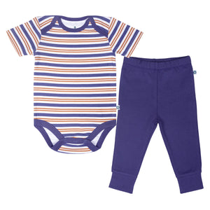 Short Bodysuit & Pant Set - Midnight Stripes