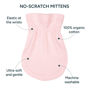 No-Scratch Baby Mittens - Set of 3 | Soft Pink