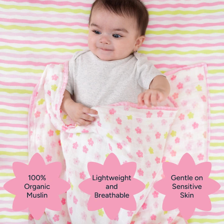 The Everyday Blanket | Medium Baby Blanket - Blush Blossoms