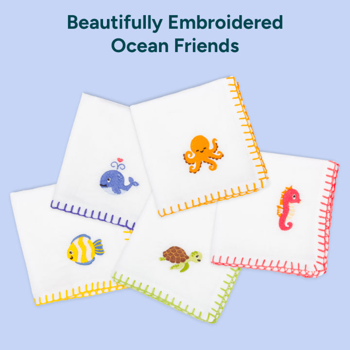 Mulmul Squares | Baby Napkins - Set of 5