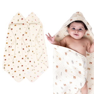 Muslin Baby Hooded Towel - Set of 2 | Animal Friends + Little Bouncers