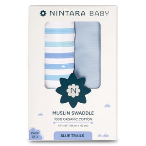 Muslin Baby Swaddle - Extra-Large - Set of 2 | Blue Trails