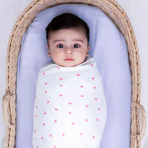 Muslin Baby Swaddle - Extra-Large | Blush Hearts