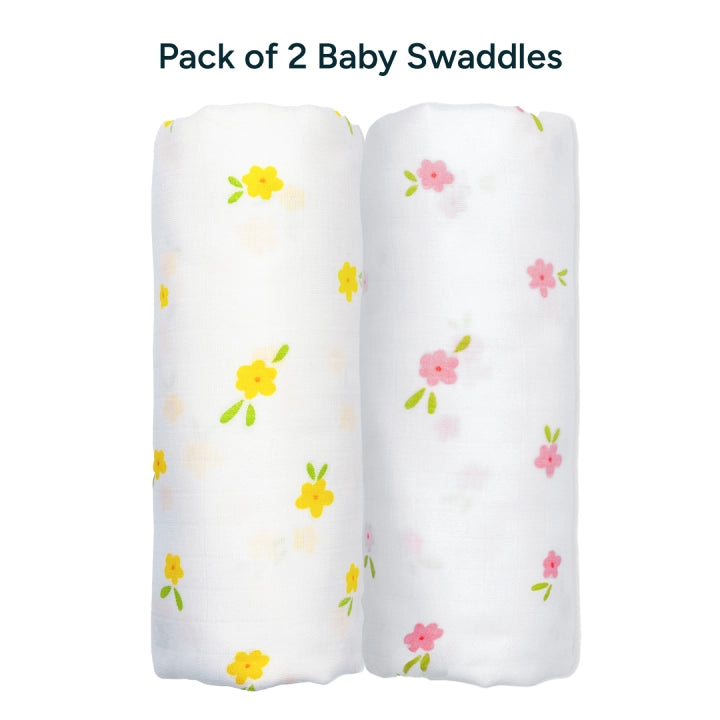 Baby Swaddle Extra Large Set of 2 | Lemon Blush Blossom