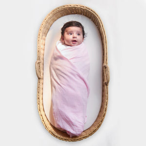 Muslin Baby Swaddle - Extra-Large | Soft Pink
