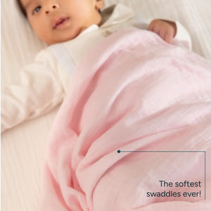 Muslin Baby Swaddle - Extra-Large | Soft Pink