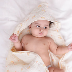 Muslin Baby Hooded Towel | Under the Rainbow