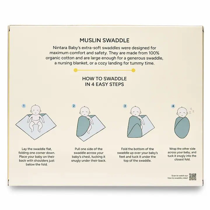 Muslin Baby Swaddle - Extra-Large - Set of 4 | Simple Solids