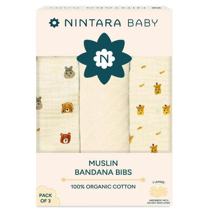 Baby Bandana Bibs - Set of 3 | Animal Friends Pack