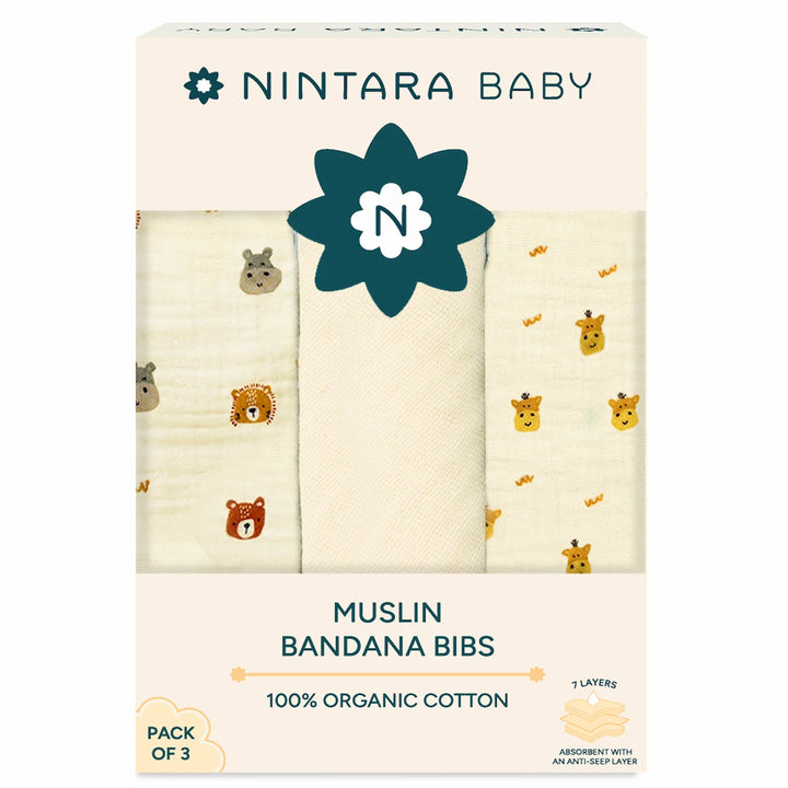Baby Bandana Bibs - Set of 3 | Animal Friends Pack