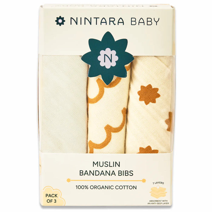 Baby Bandana Bibs Set of 3 | Beige Trio Pack