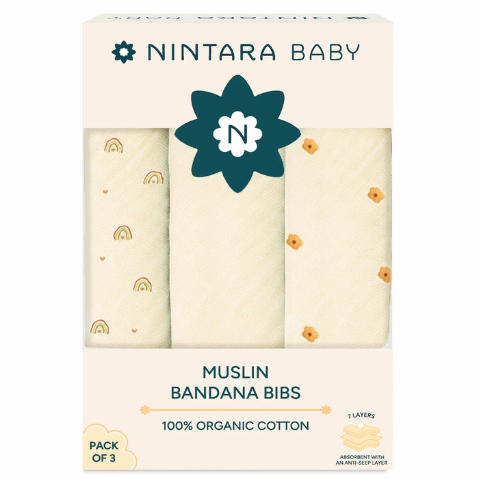 Baby Bandana Bibs - Set of 3 | Rainbow Bloom Pack