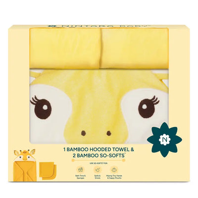 1 Bamboo Hooded Towel + 2 So-Softs™ Washcloths Set | Giraffe