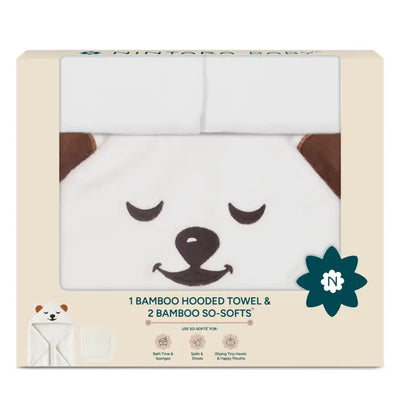 1 Bamboo Hooded Towel + 2 So-Softs™ Washcloths Set | Bear