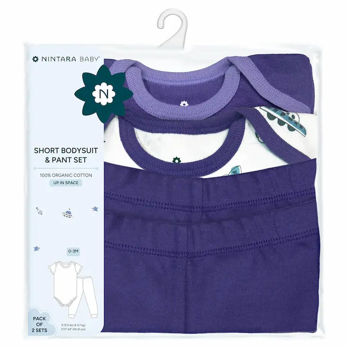 Short Bodysuits & Pants Set - Up In Space | Set of 2