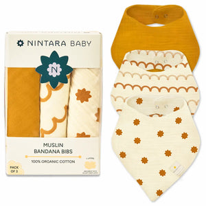 Baby Bandana Bibs - Set of 3 | Beige Pack