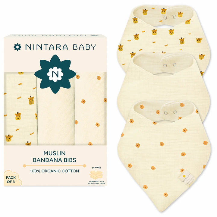 Baby Bandana Bibs - Set of 3 | Golden Bloom Pack