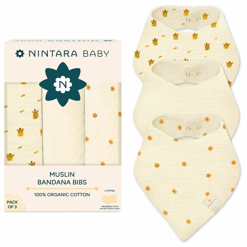 Baby Bandana Bibs - Set of 3 | Golden Bloom Pack