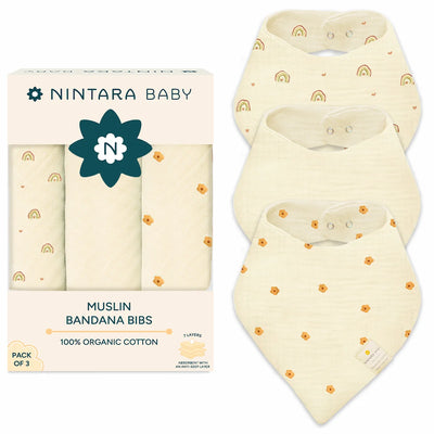 Baby Bandana Bibs - Set of 3 | Rainbow Bloom Pack