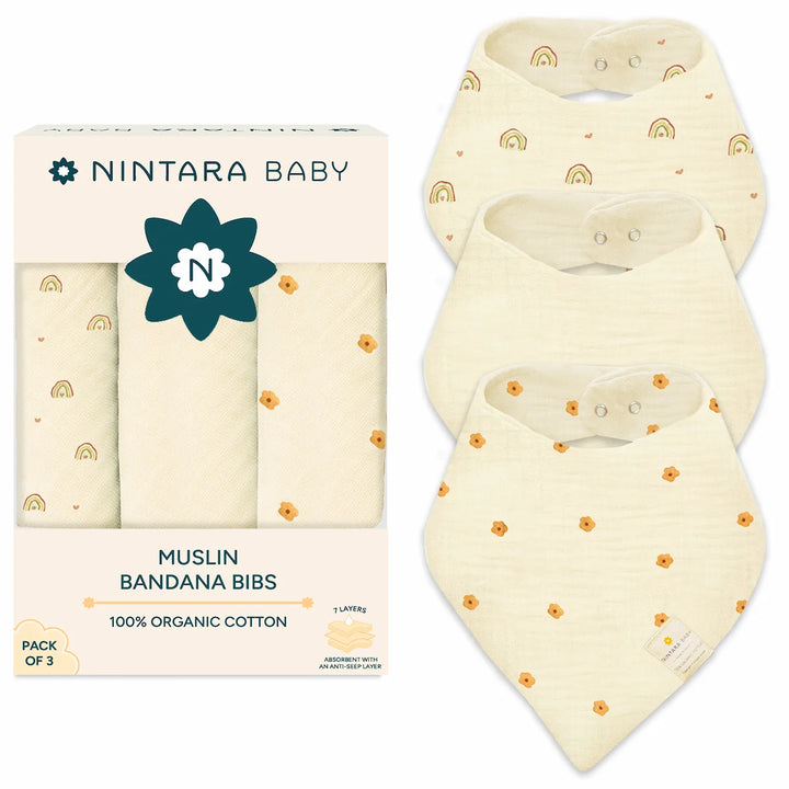 Baby Bandana Bibs - Set of 3 | Rainbow Bloom Pack