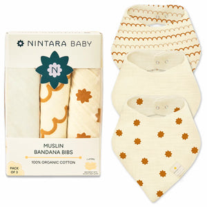 Baby Bandana Bibs - Set of 3 | Beige Trio Pack
