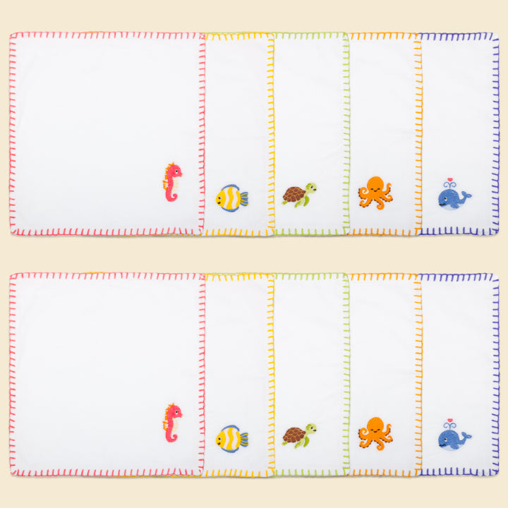 Mulmul Squares | Baby Napkins - Set of 10