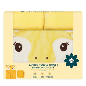 1 Bamboo Hooded Towel + 2 So-Softs™ Washcloths Set | Giraffe