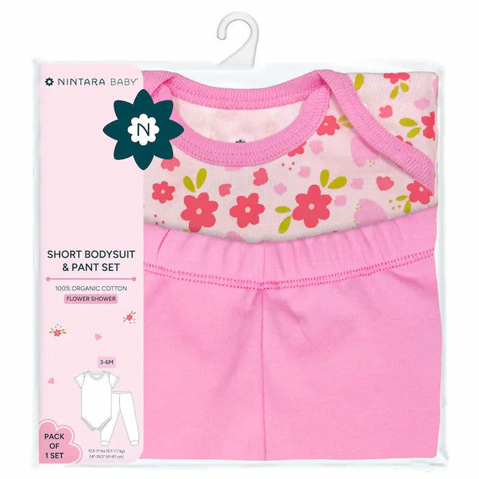 Short Bodysuit & Pant Set - Flower Shower