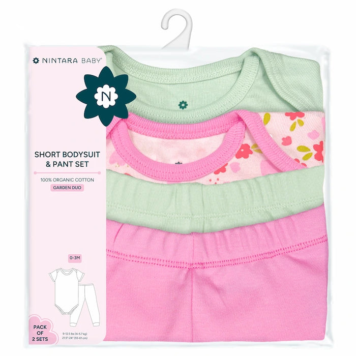 Short Bodysuits & Pants Set - Garden Duo | Set of 2