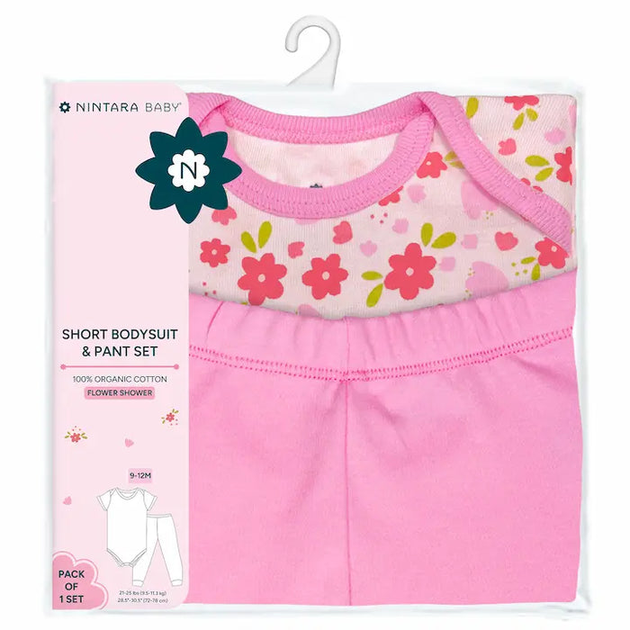 Short Bodysuit & Pant Set - Flower Shower