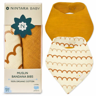 Baby Bandana Bibs - Set of 2 | Mustard Pack