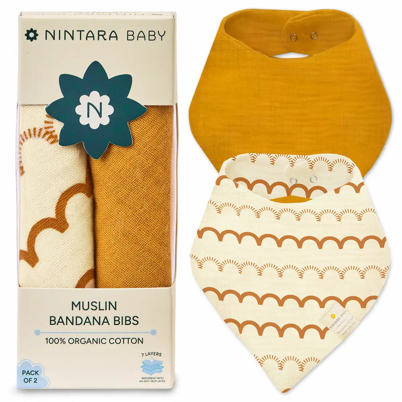 Baby Bandana Bibs - Set of 2 | Mustard Pack