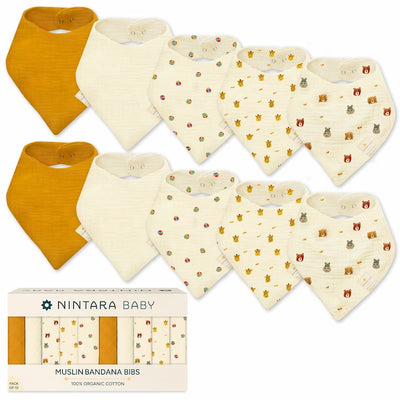 Baby Bandana Bibs - Set of 10 | Animal Friends Pack