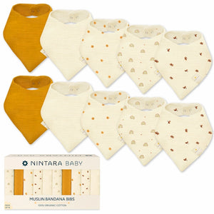 Baby Bandana Bibs - Set of 10 | Golden Bloom Pack