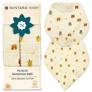 Baby Bandana Bibs - Set of 2 | Animal Friends Pack