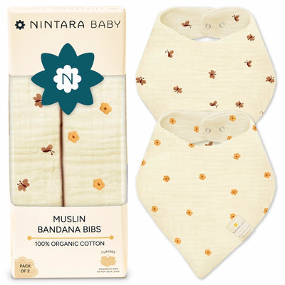 Baby Bandana Bibs - Set of 2 | Golden Flutter Pack