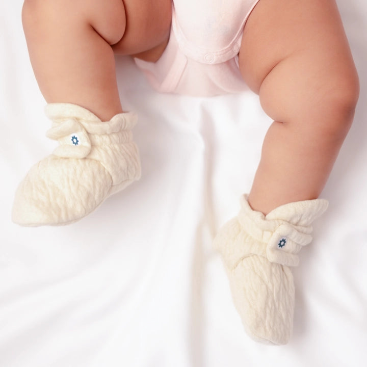 Soft Cotton Baby Booties | Warm White