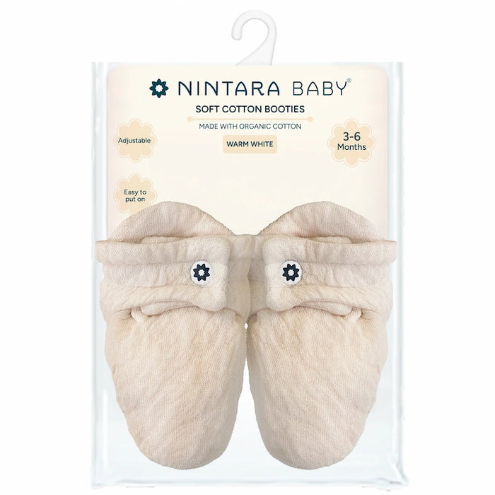 Soft Cotton Baby Booties | Warm White