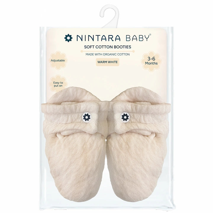 Soft Cotton Baby Booties | Warm White