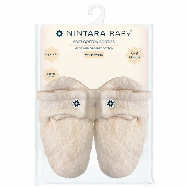 Soft Cotton Baby Booties | Warm White