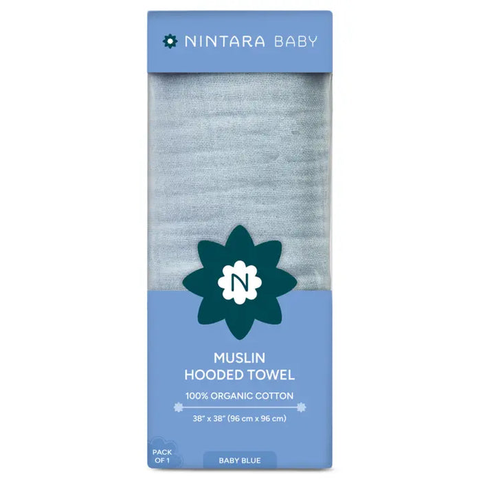 Muslin Baby Hooded Towel | Baby Blue