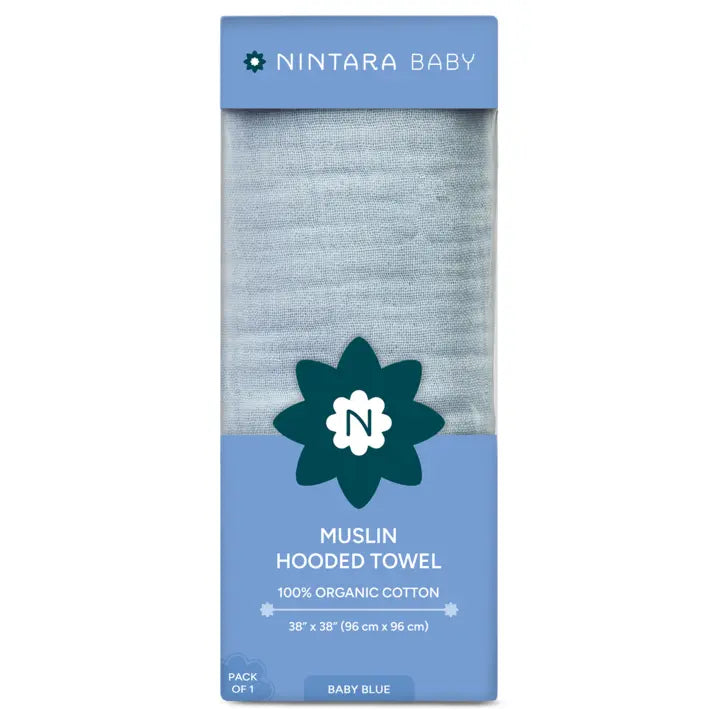 Muslin Baby Hooded Towel | Baby Blue