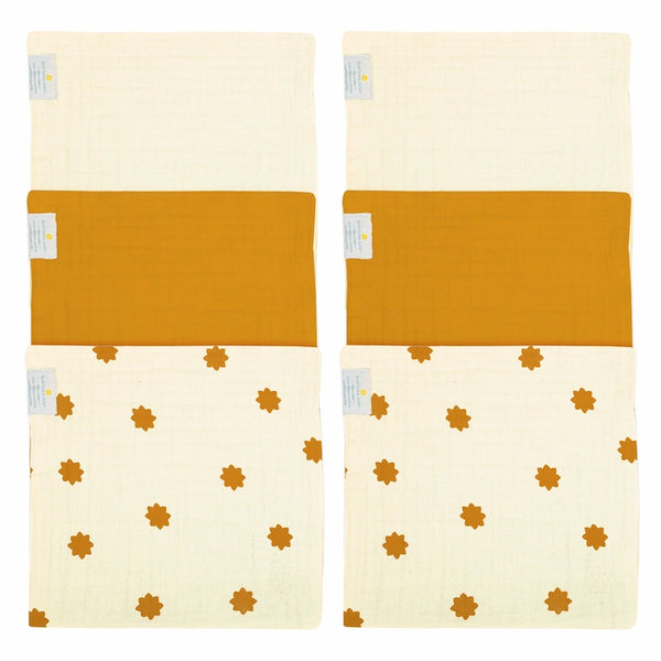 Muslin So-Softs™ | Multipurpose Baby Washcloth - Set of 6 | Butterscotch